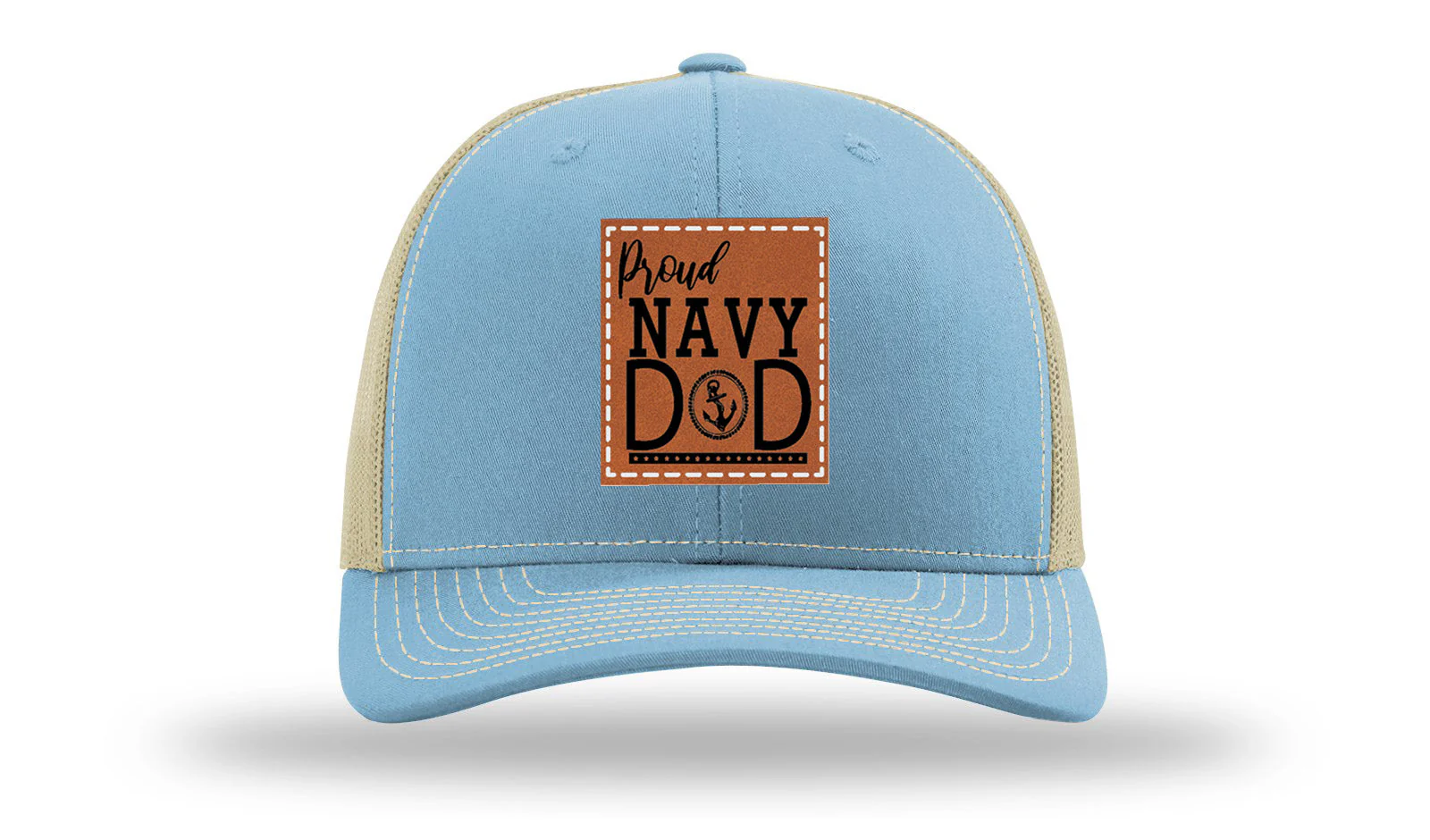 Proud Navy Dad Leather Patch Richardson 112 Hat - Image 18