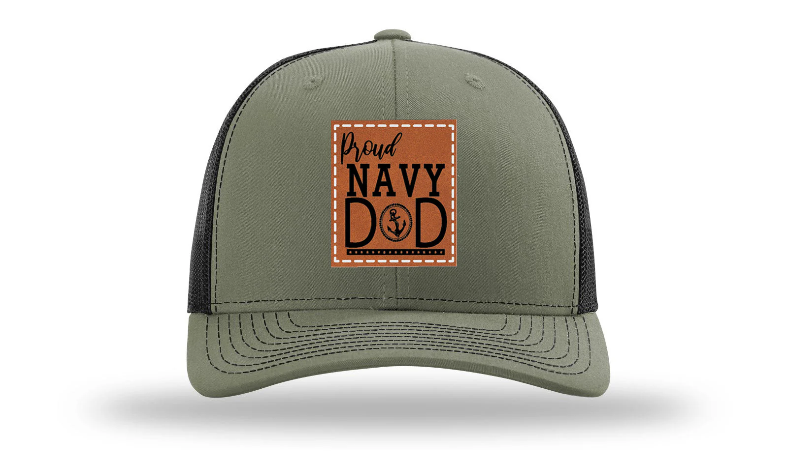 Proud Navy Dad Leather Patch Richardson 112 Hat - Image 25