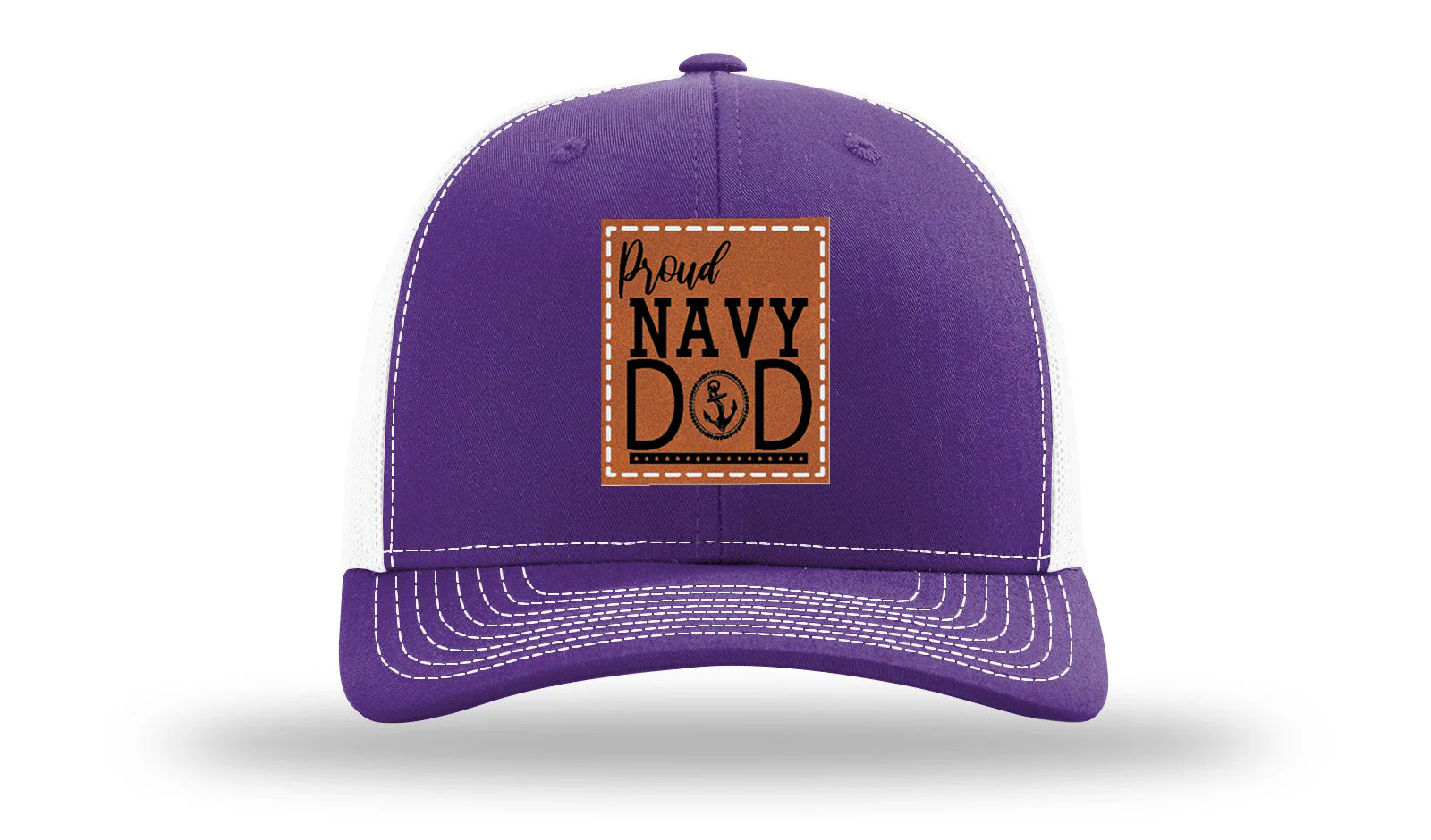 Proud Navy Dad Leather Patch Richardson 112 Hat - Image 30
