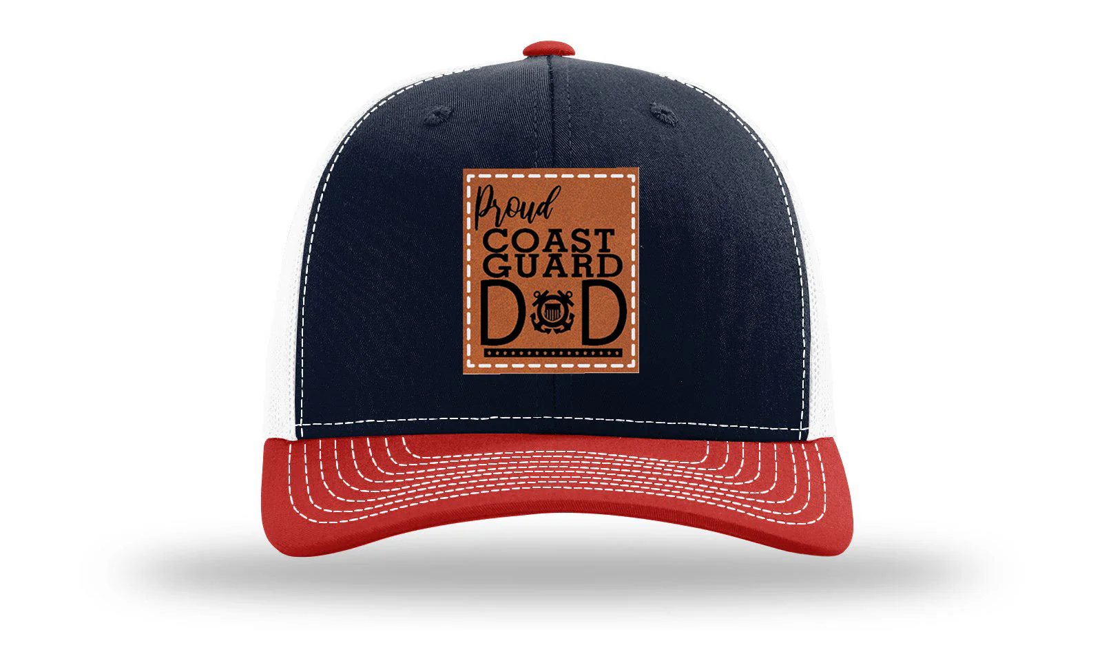 Proud Coast Guard Dad Leather Patch Richardson 112 Hat - Image 40