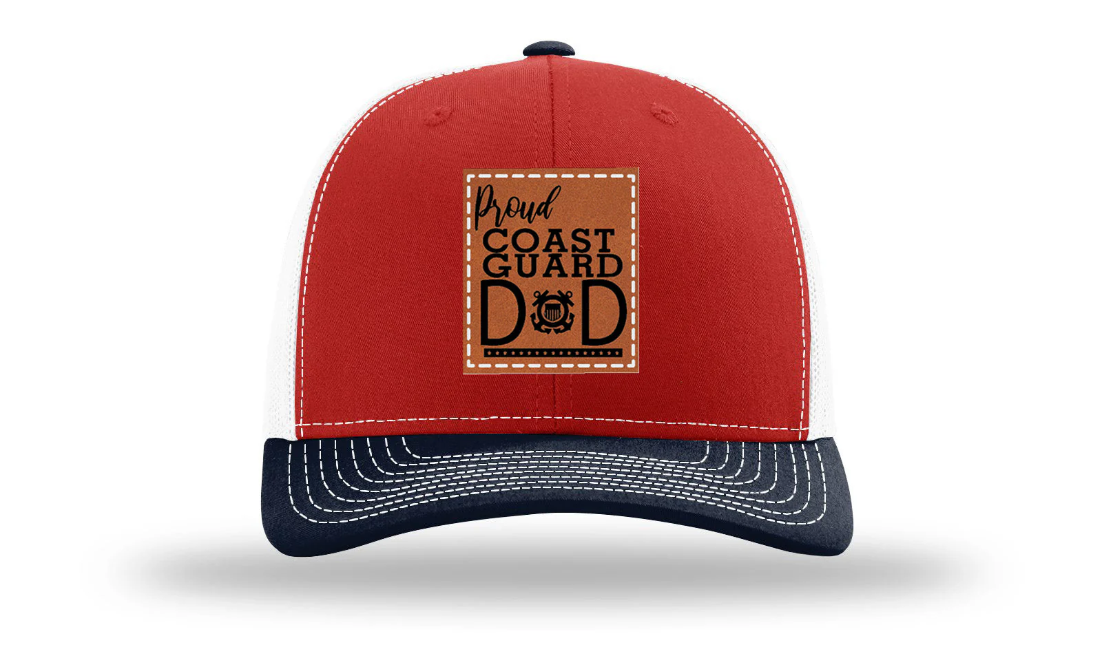 Proud Coast Guard Dad Leather Patch Richardson 112 Hat - Image 41