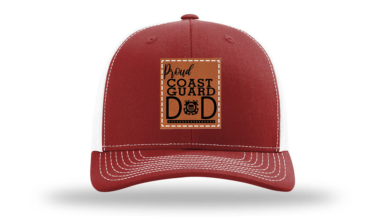 Proud Coast Guard Dad Leather Patch Richardson 112 Hat - Image 9