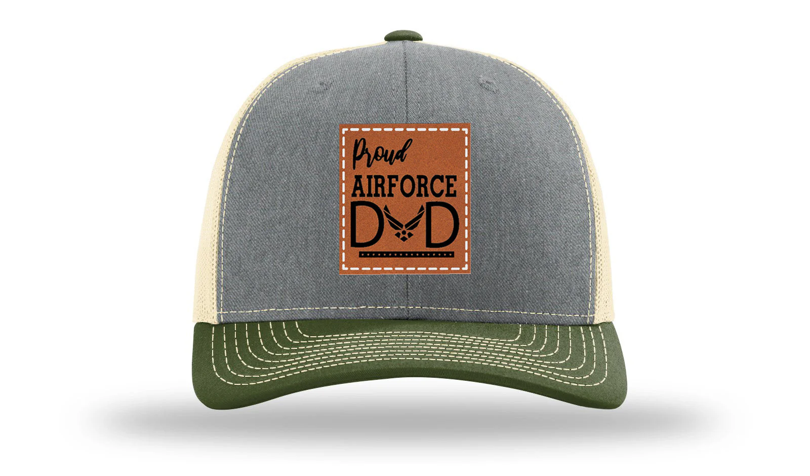 Proud Air Force Dad Leather Patch Richardson 112 Hat - Image 38