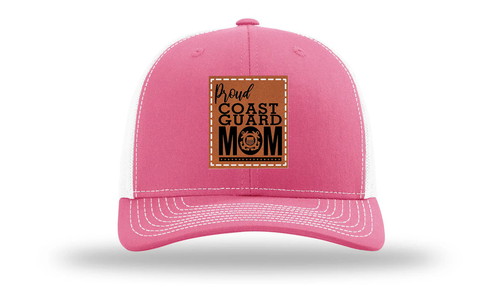 Proud Coast Guard Mom Leather Patch Richardson 112 Hat - Image 23
