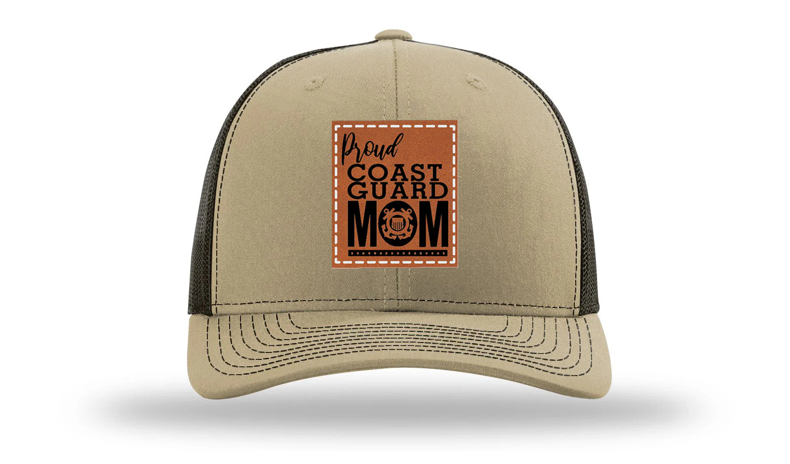 Proud Coast Guard Mom Leather Patch Richardson 112 Hat - Image 24