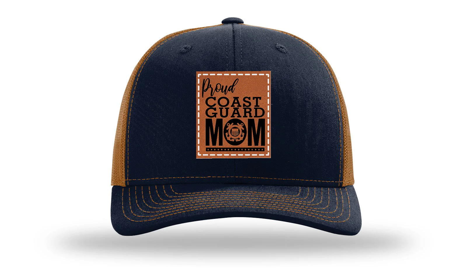 Proud Coast Guard Mom Leather Patch Richardson 112 Hat - Image 26