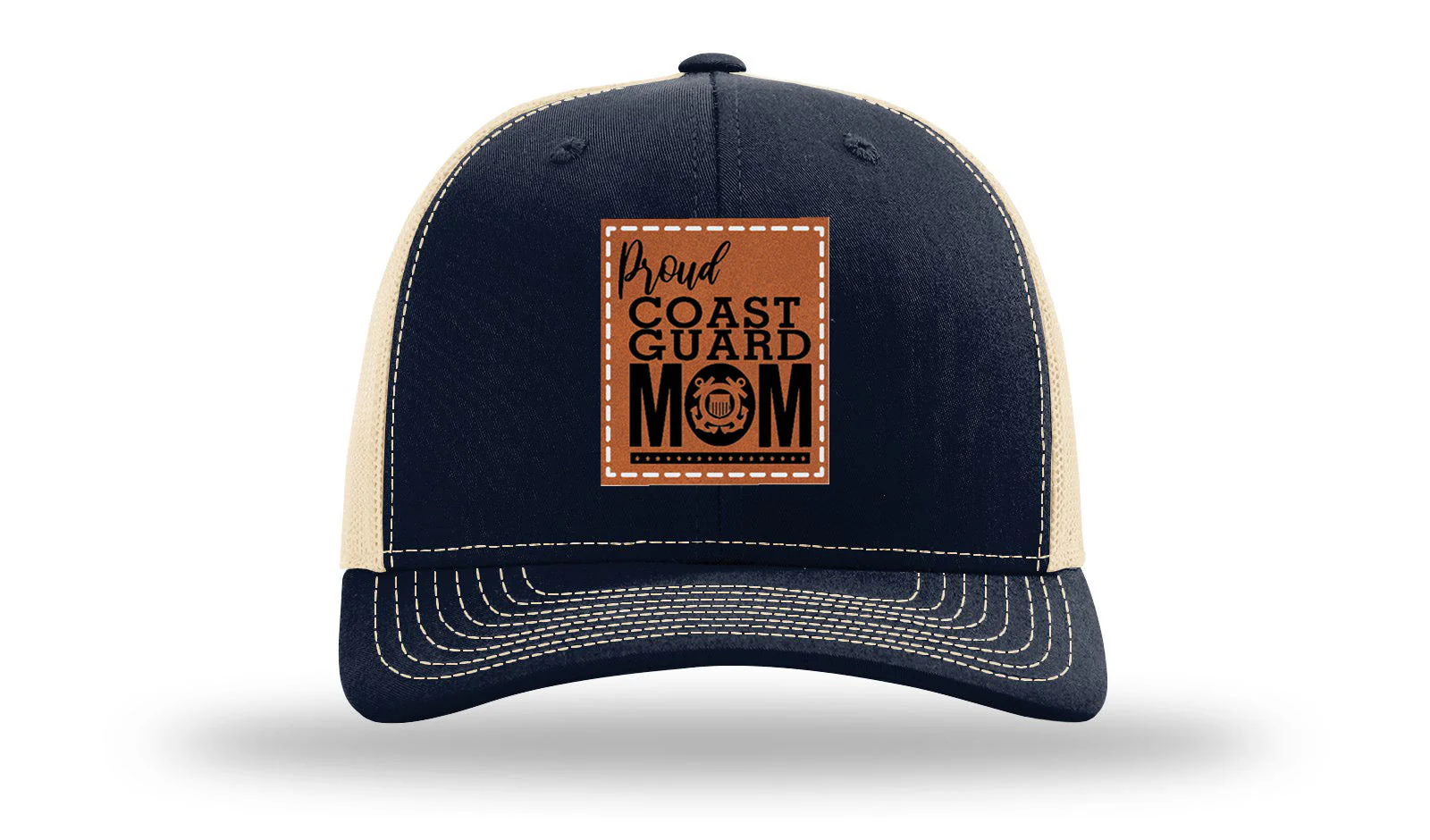Proud Coast Guard Mom Leather Patch Richardson 112 Hat - Image 28