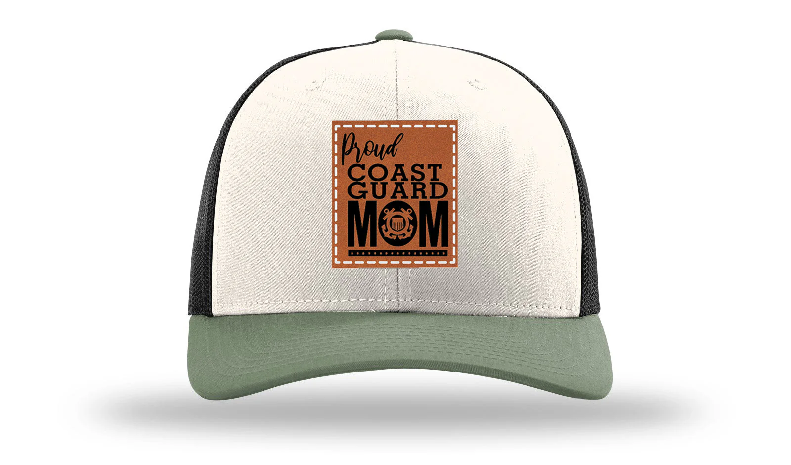 Proud Coast Guard Mom Leather Patch Richardson 112 Hat - Image 35