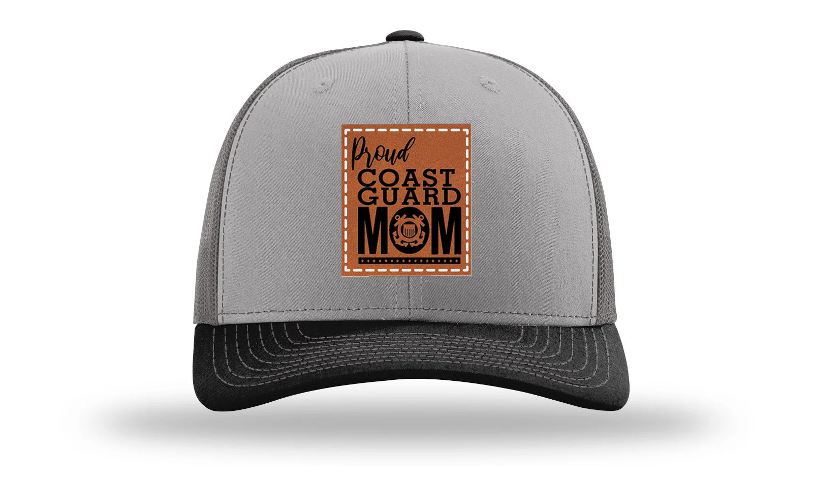 Proud Coast Guard Mom Leather Patch Richardson 112 Hat - Image 36
