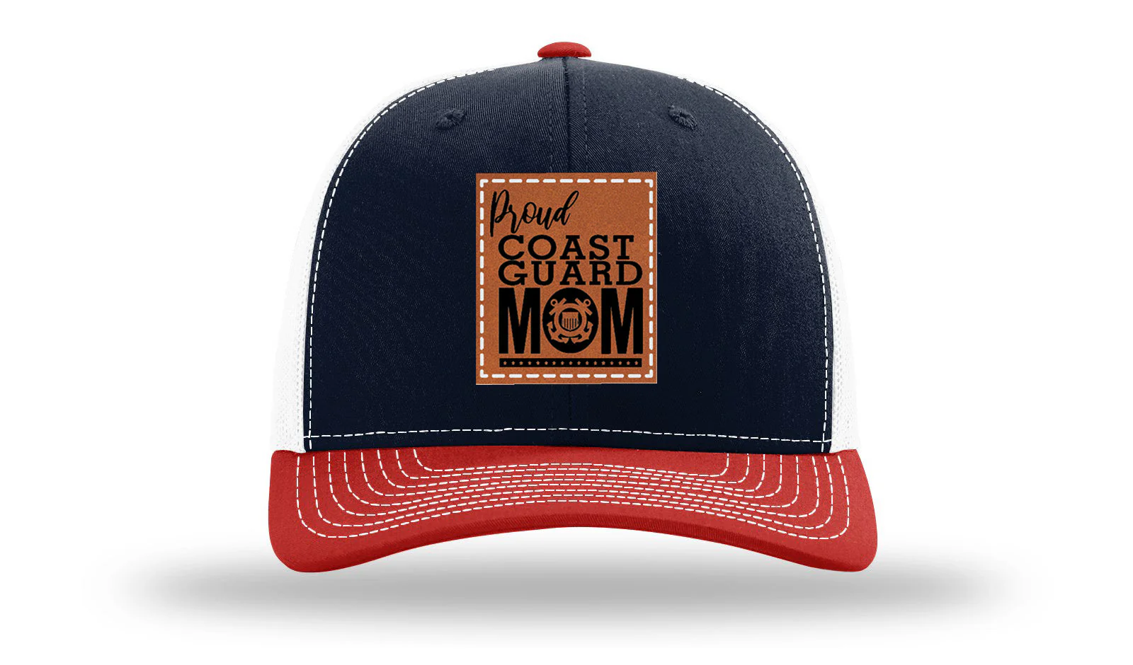 Proud Coast Guard Mom Leather Patch Richardson 112 Hat - Image 40