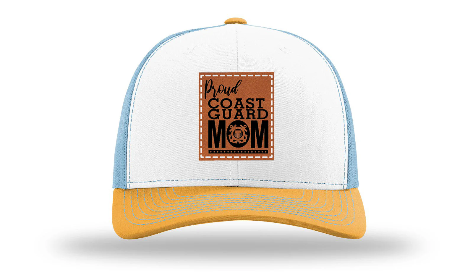 Proud Coast Guard Mom Leather Patch Richardson 112 Hat - Image 43