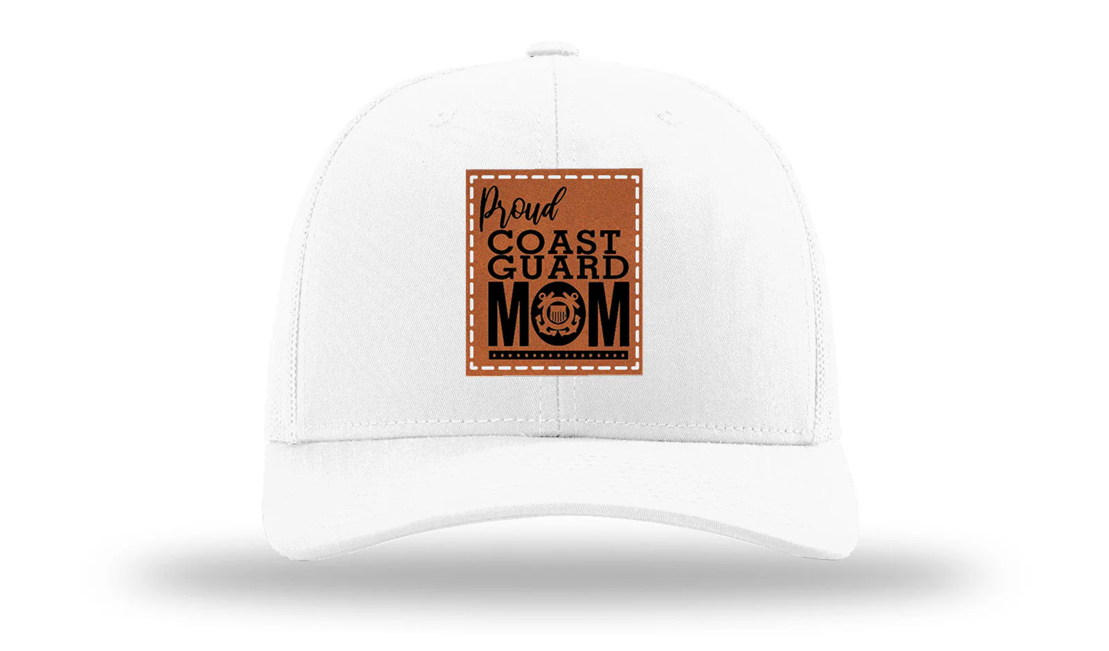 Proud Coast Guard Mom Leather Patch Richardson 112 Hat - Image 5