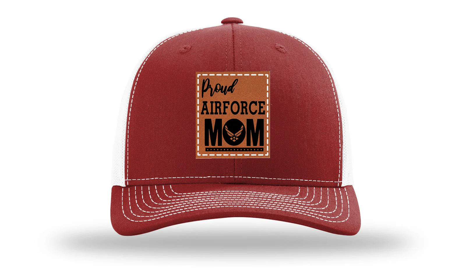 Proud Air Force Mom Leather Patch Richardson 112 Hat - Image 9