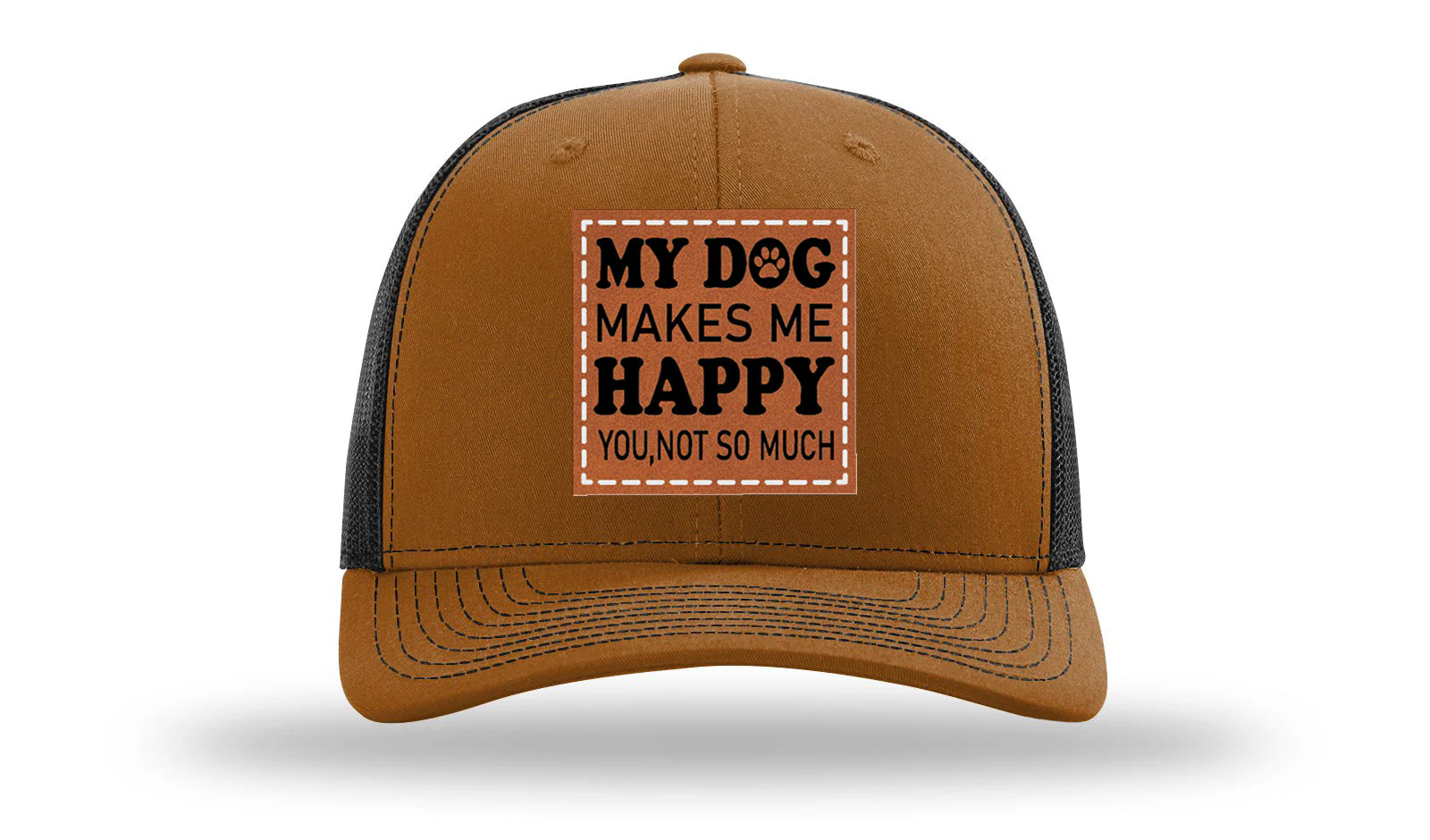 My Dog Makes Me Happy Leather Patch Richardson 112 Hat - Image 10