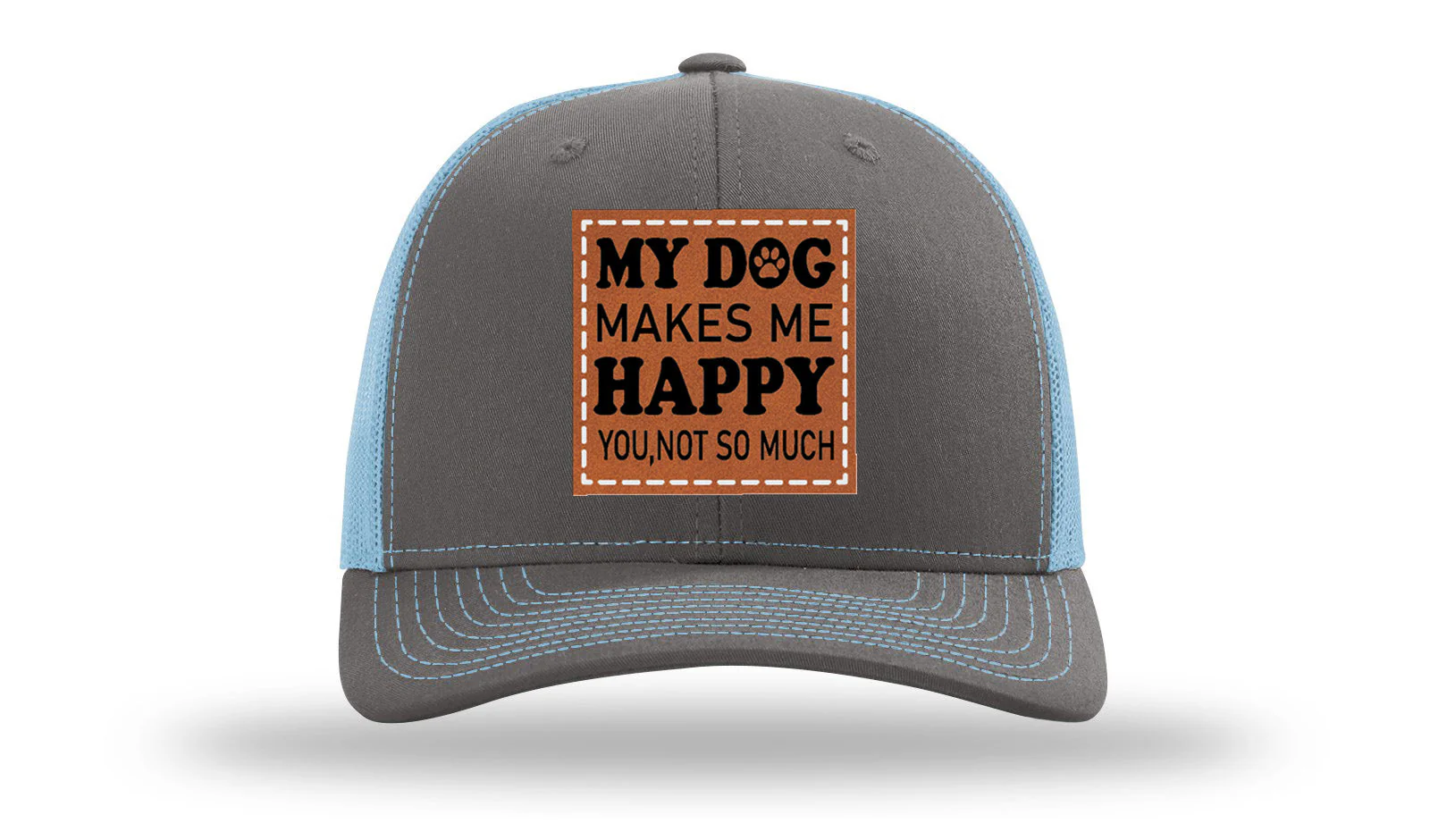My Dog Makes Me Happy Leather Patch Richardson 112 Hat - Image 12