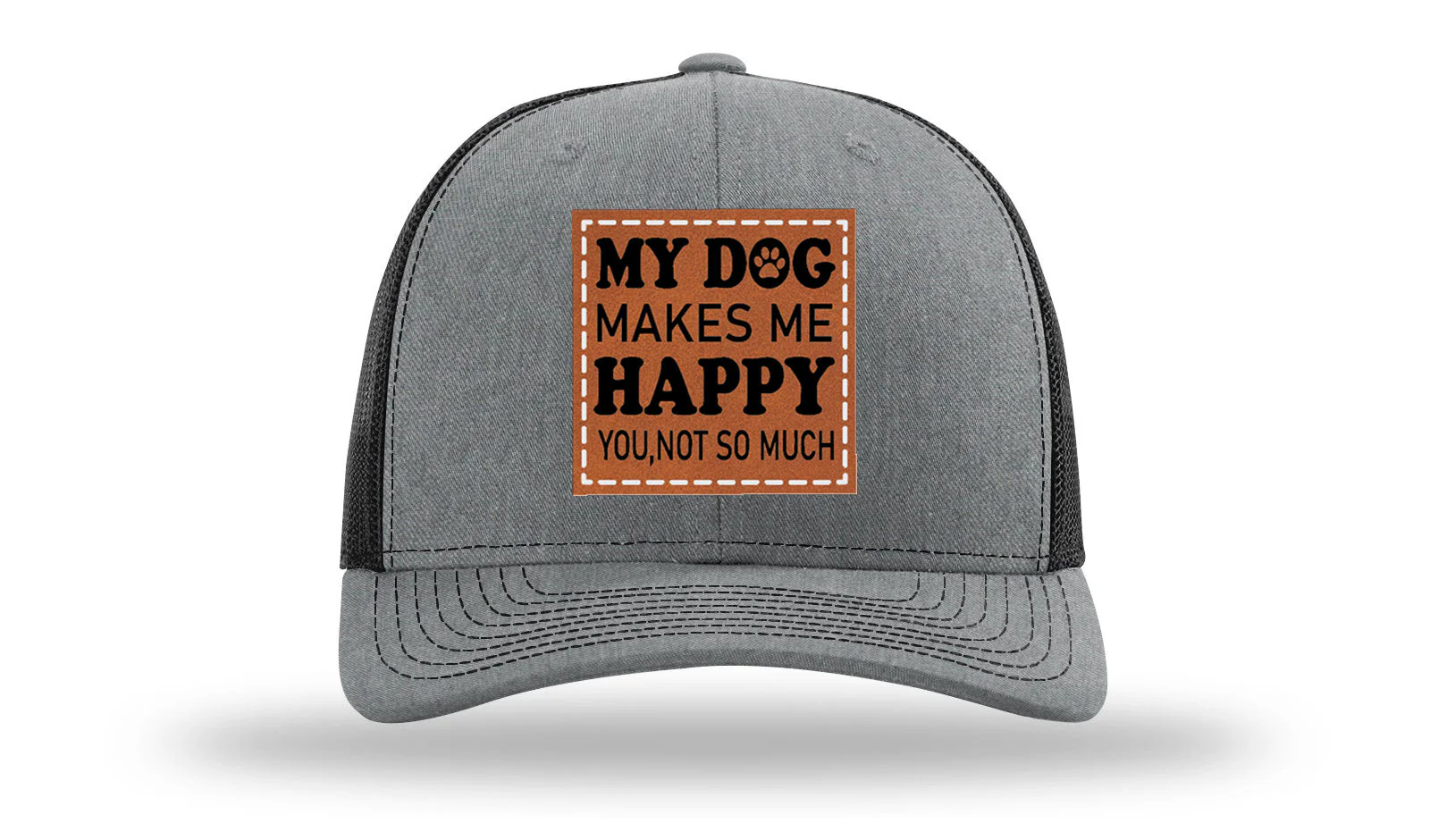 My Dog Makes Me Happy Leather Patch Richardson 112 Hat - Image 19