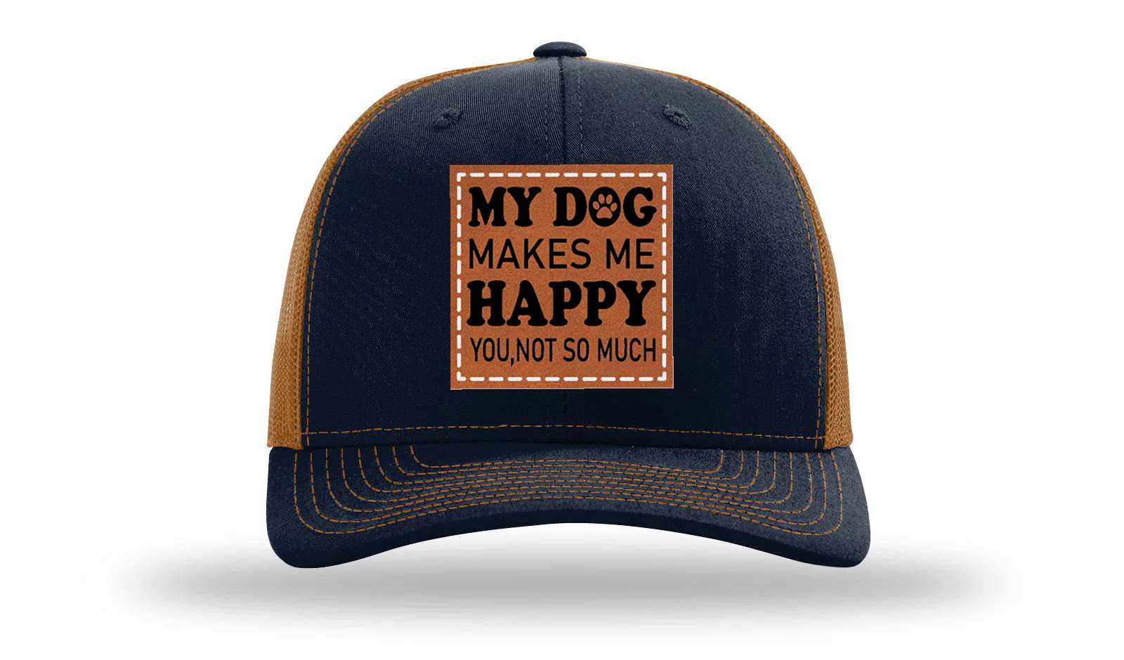 My Dog Makes Me Happy Leather Patch Richardson 112 Hat - Image 25
