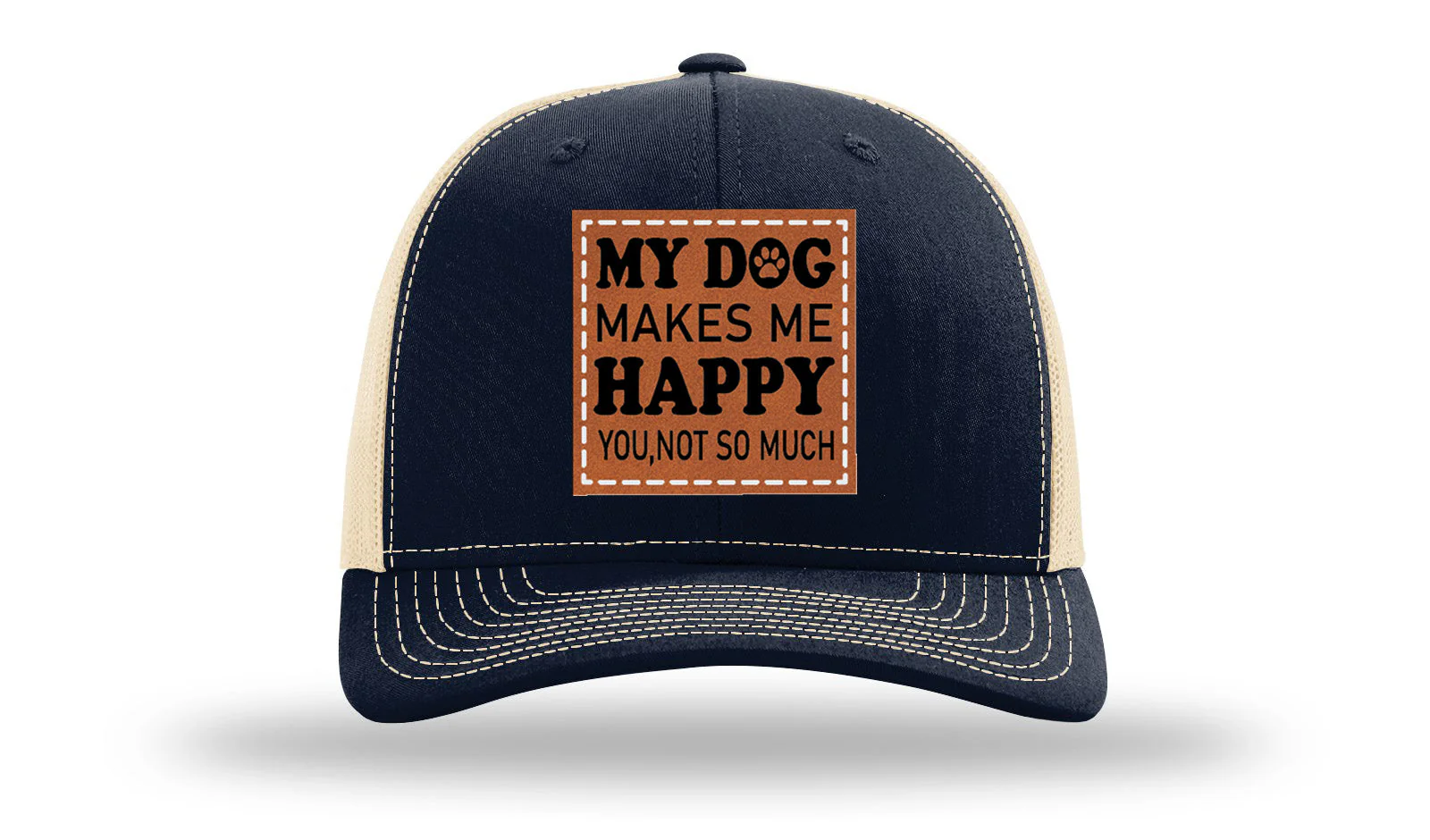 My Dog Makes Me Happy Leather Patch Richardson 112 Hat - Image 27
