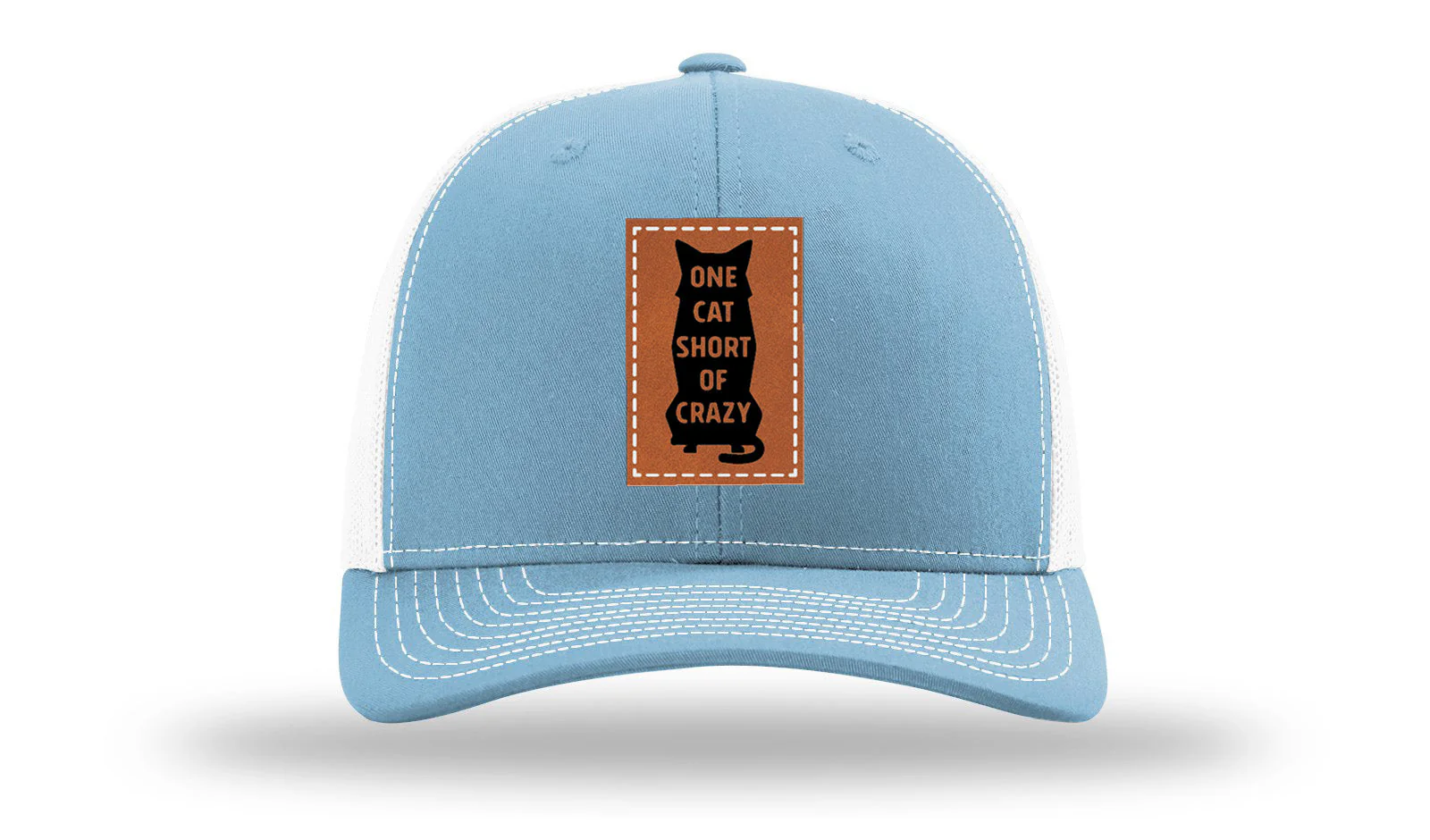 One Cat Short Of Crazy Leather Patch Richardson 112 Hat - Image 18