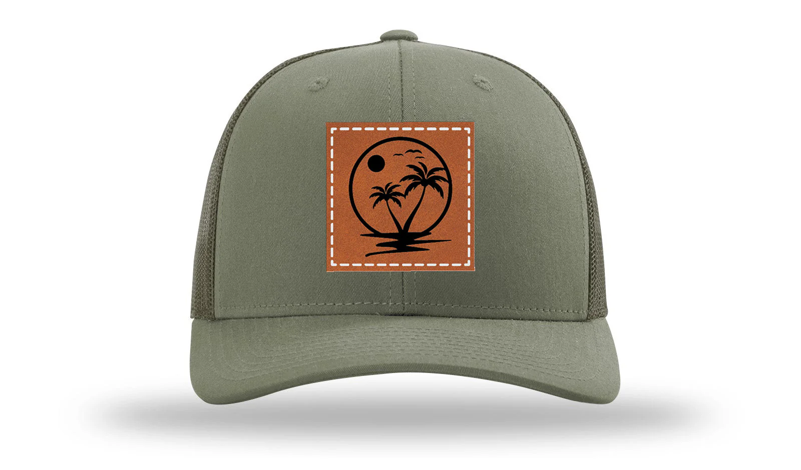 Palm Trees 2 Leather Patch Richardson 112 Hat - Image 3