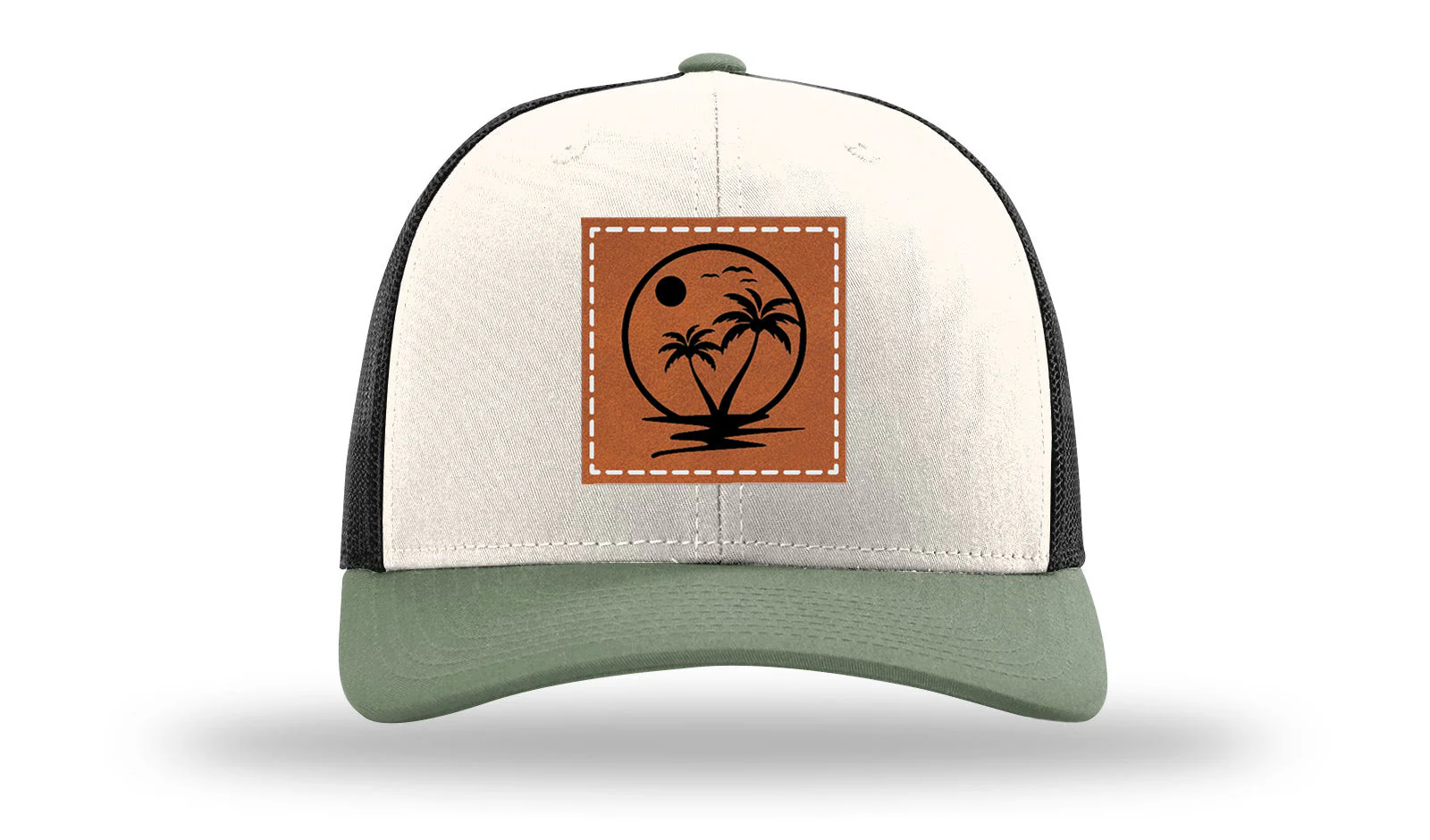 Palm Trees 2 Leather Patch Richardson 112 Hat - Image 35