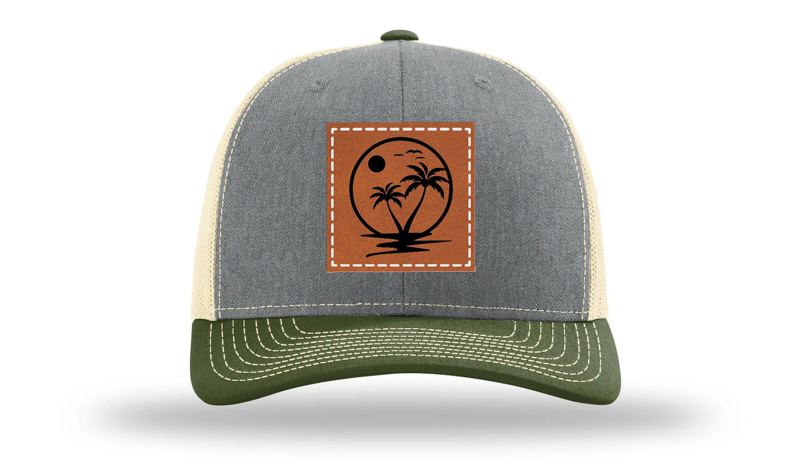 Palm Trees 2 Leather Patch Richardson 112 Hat - Image 38