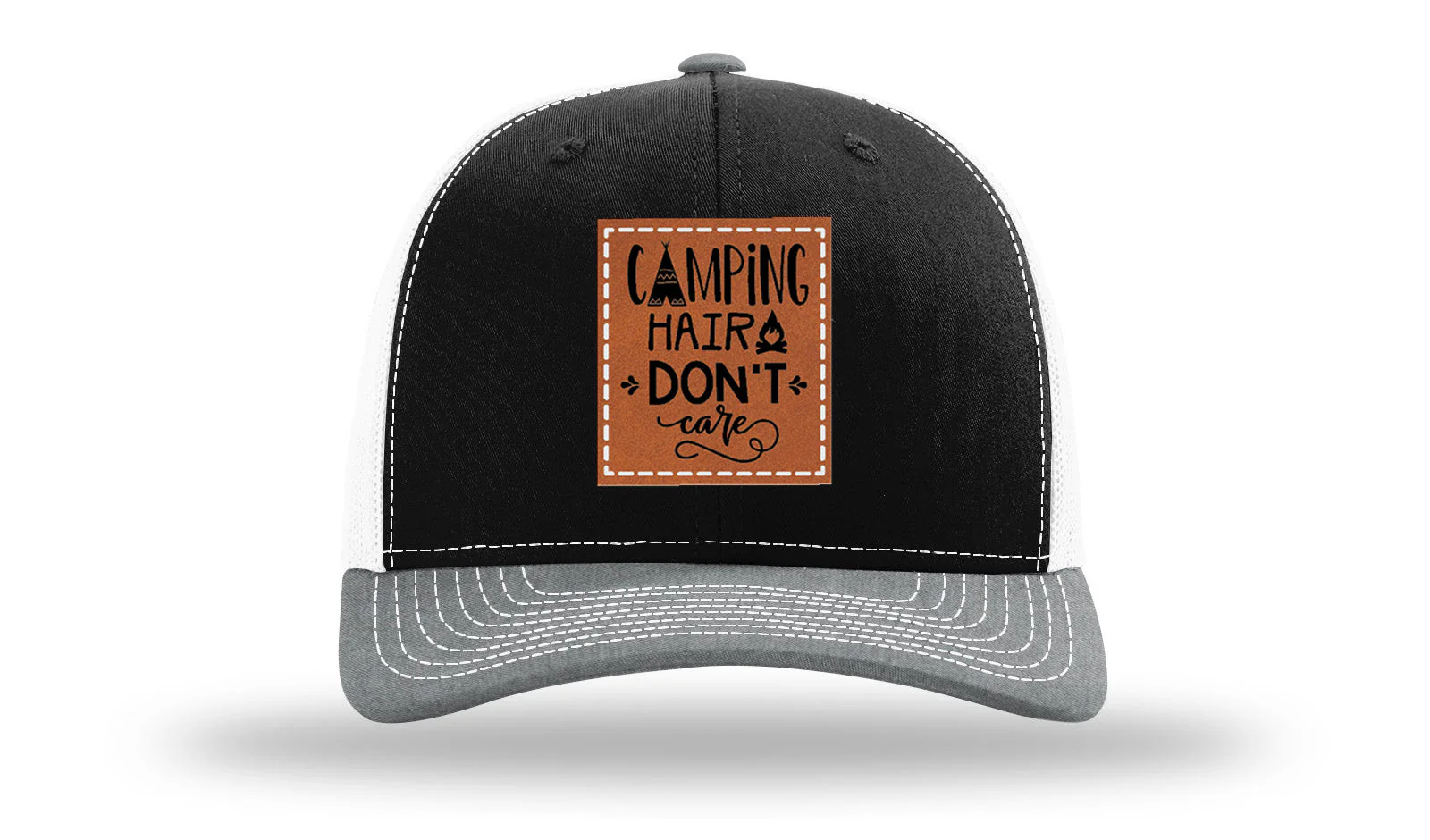 Camping Hair Don't CareLeather Patch Richardson 112 Hat - Image 33