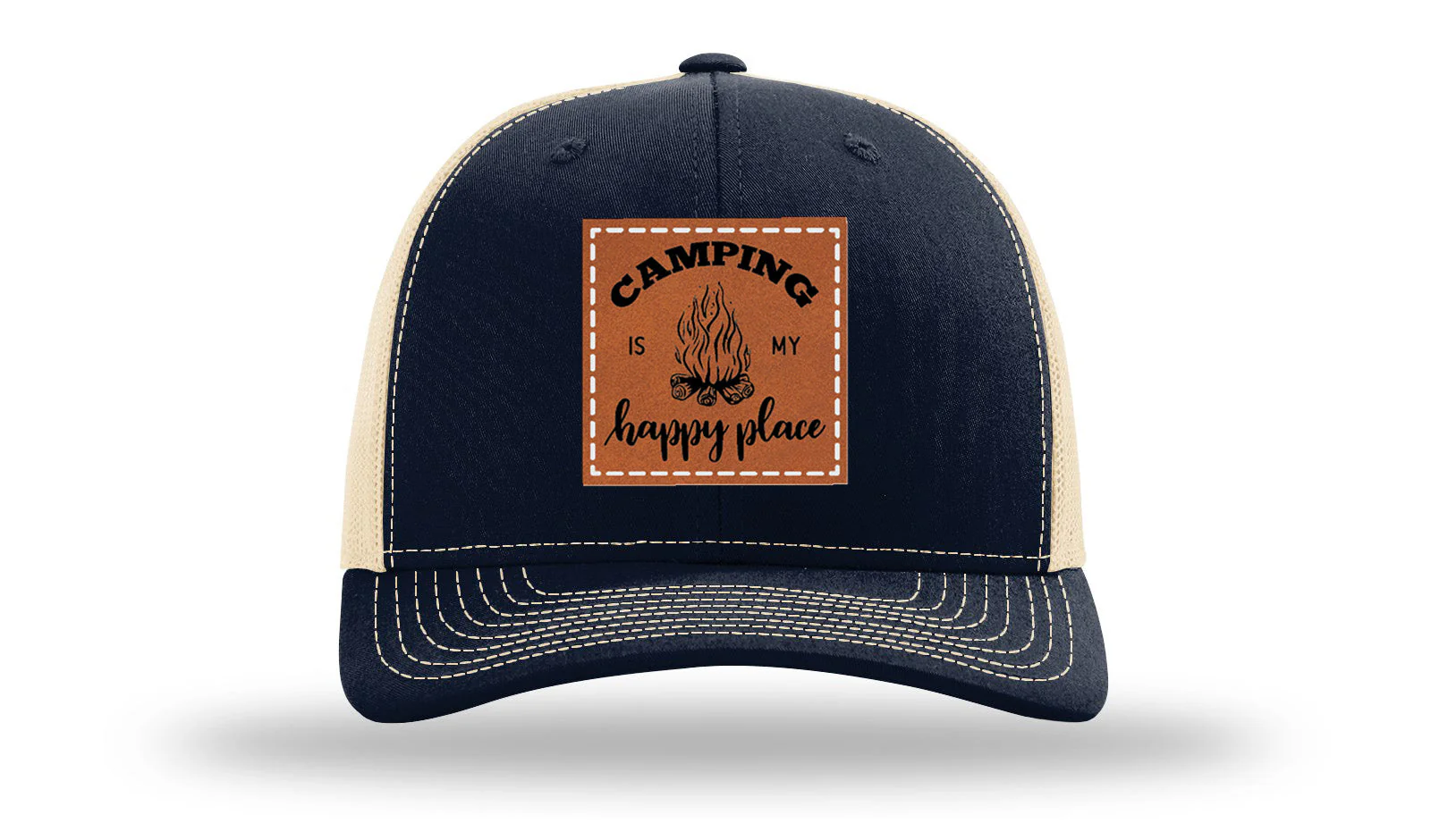 Camping Is My Happy Place Leather Patch Richardson 112 Hat - Image 28