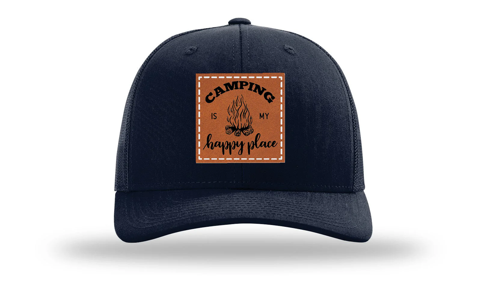 Camping Is My Happy Place Leather Patch Richardson 112 Hat - Image 4