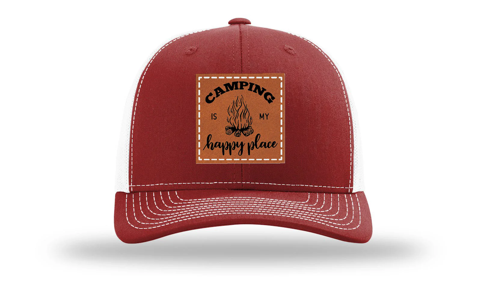 Camping Is My Happy Place Leather Patch Richardson 112 Hat - Image 9
