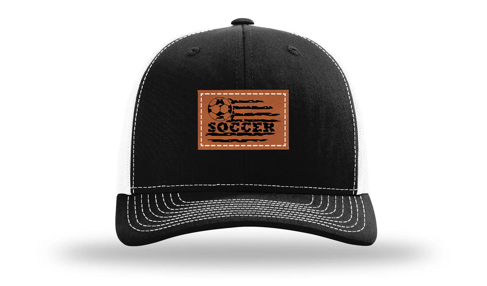 Soccer Flag Leather Patch Richardson 112 Hat - Image 7