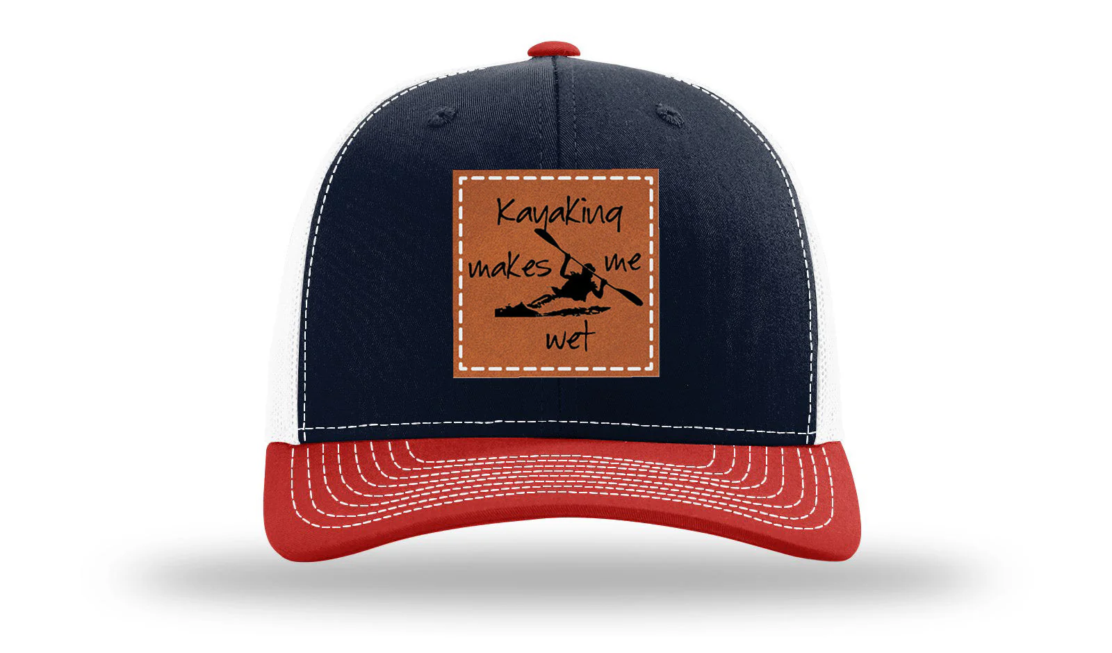 Kayaking Makes Me Wet Leather Patch Richardson 112 Hat - Image 40