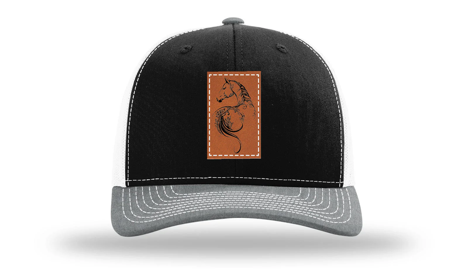 Floral Horse Leather Patch Richardson 112 Hat - Image 32