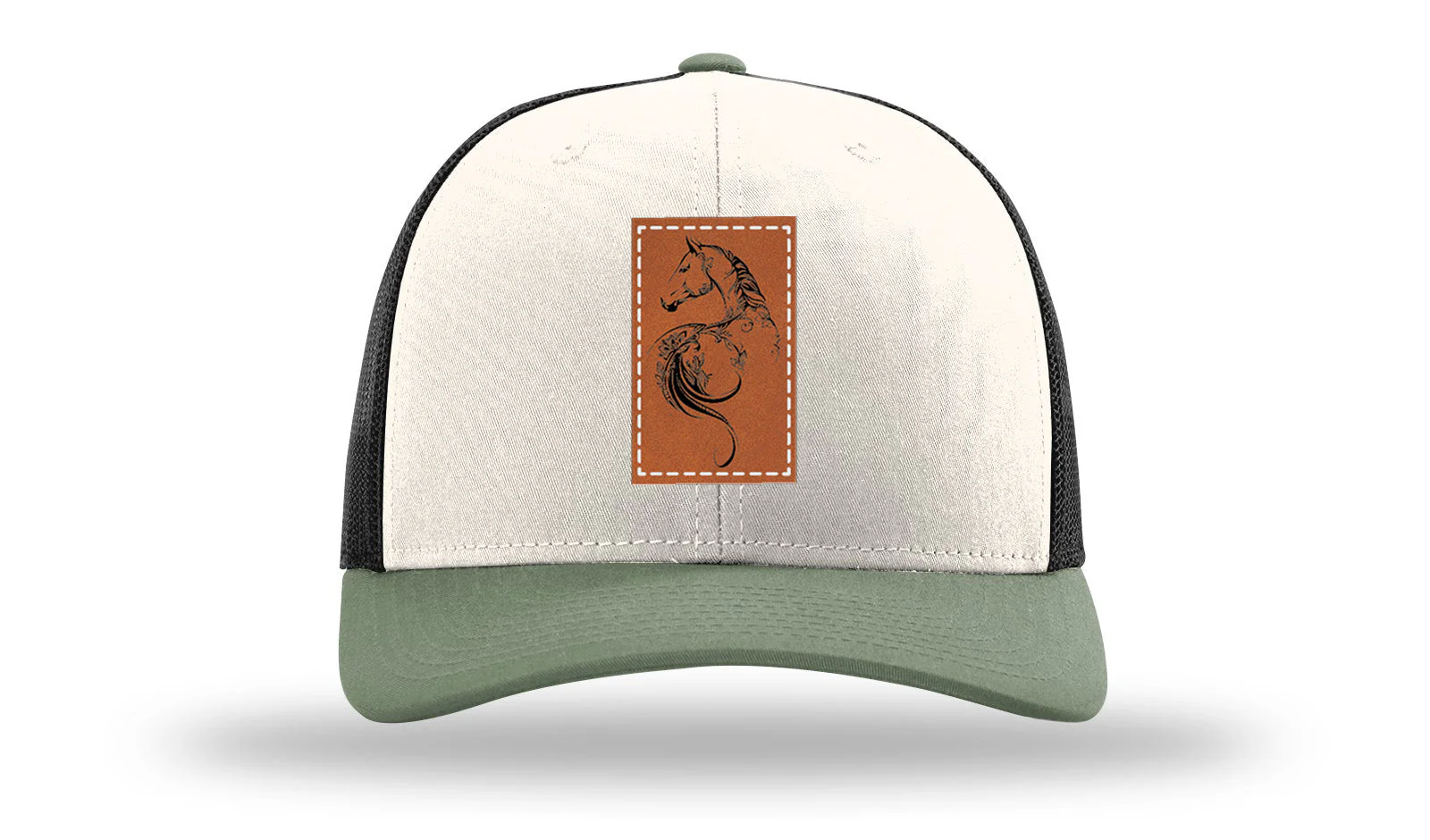 Floral Horse Leather Patch Richardson 112 Hat - Image 34