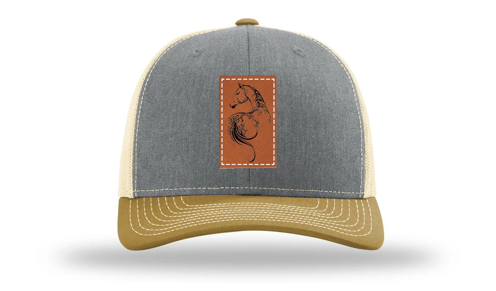 Floral Horse Leather Patch Richardson 112 Hat - Image 36