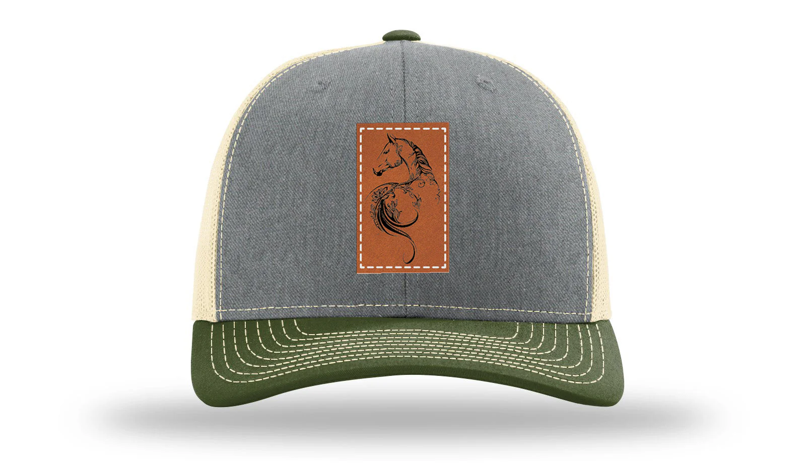 Floral Horse Leather Patch Richardson 112 Hat - Image 37