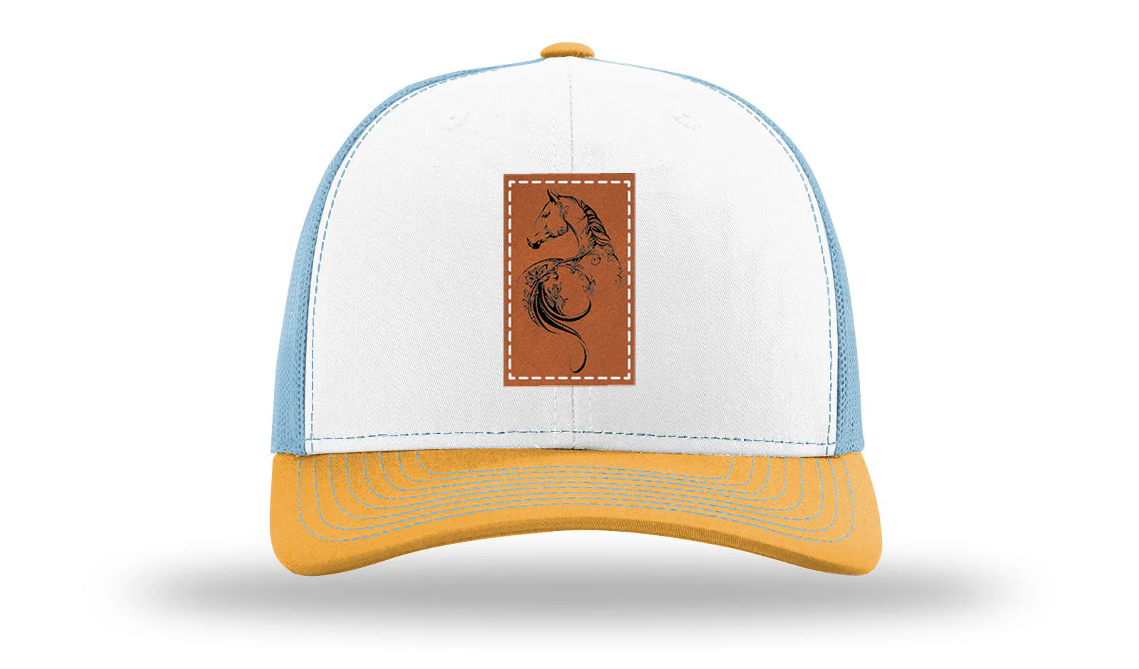 Floral Horse Leather Patch Richardson 112 Hat - Image 42