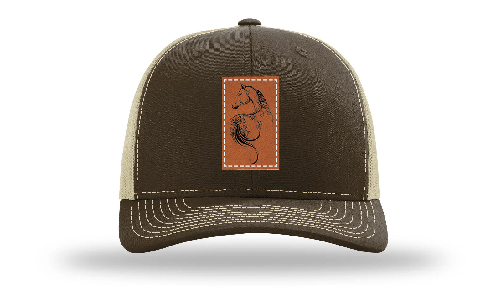 Floral Horse Leather Patch Richardson 112 Hat - Image 7