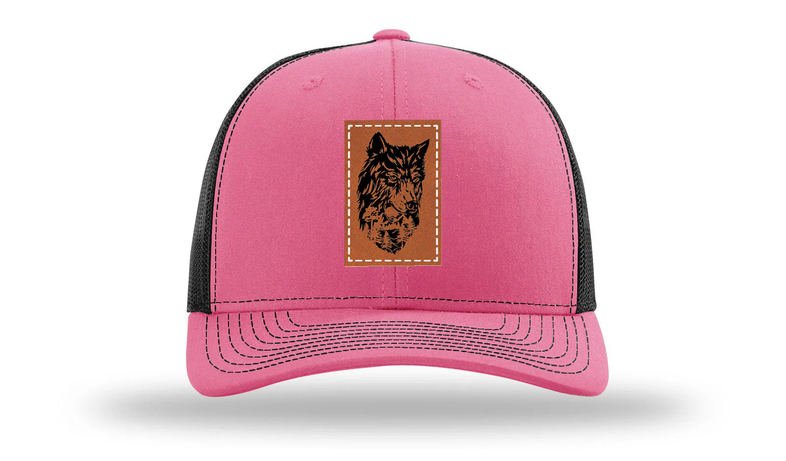 Wolf With Trees Leather Patch Richardson 112 Hat - Image 22