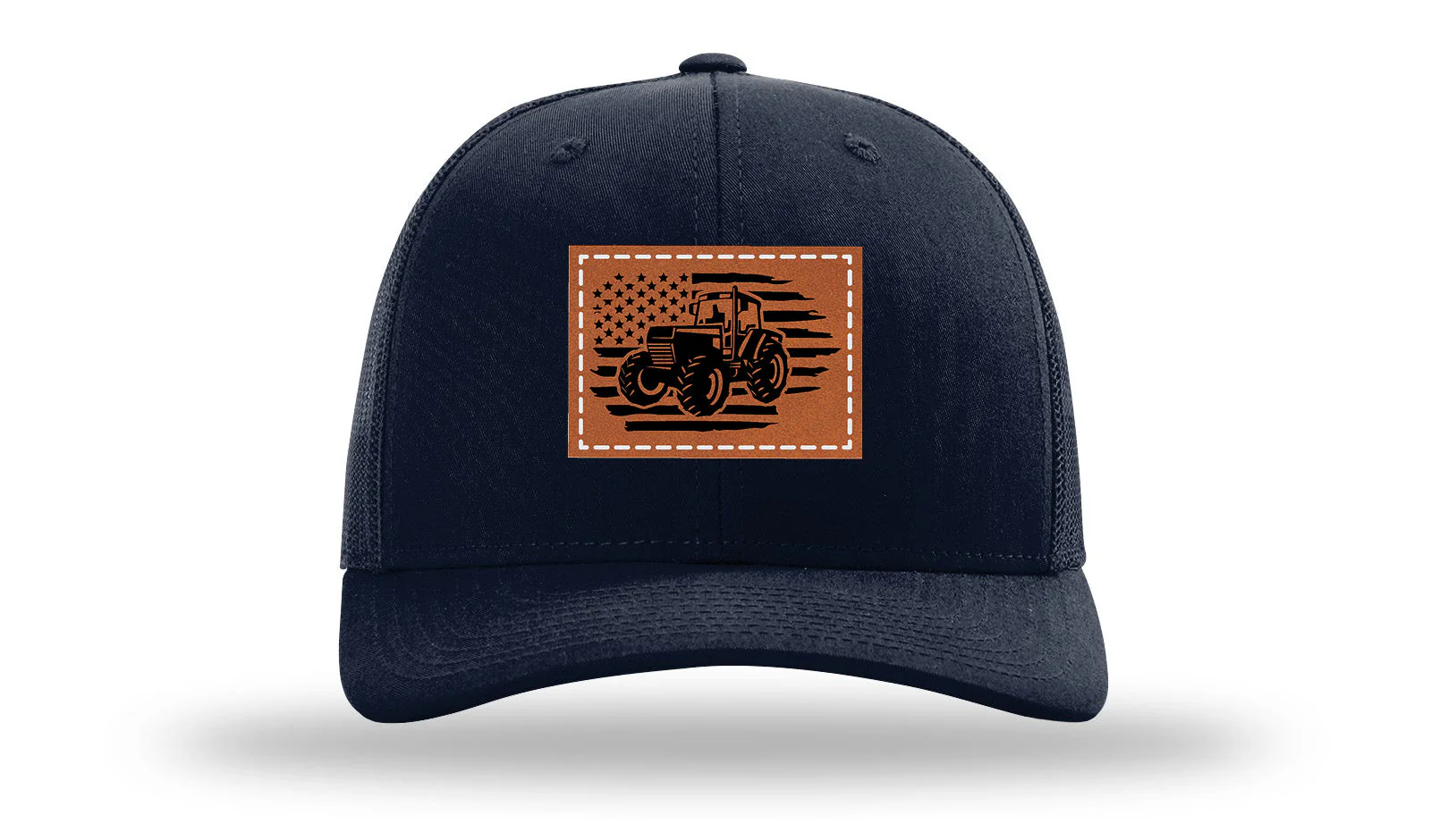 Tractor Flag 3 Leather Patch Richardson 112 Hat - Image 4