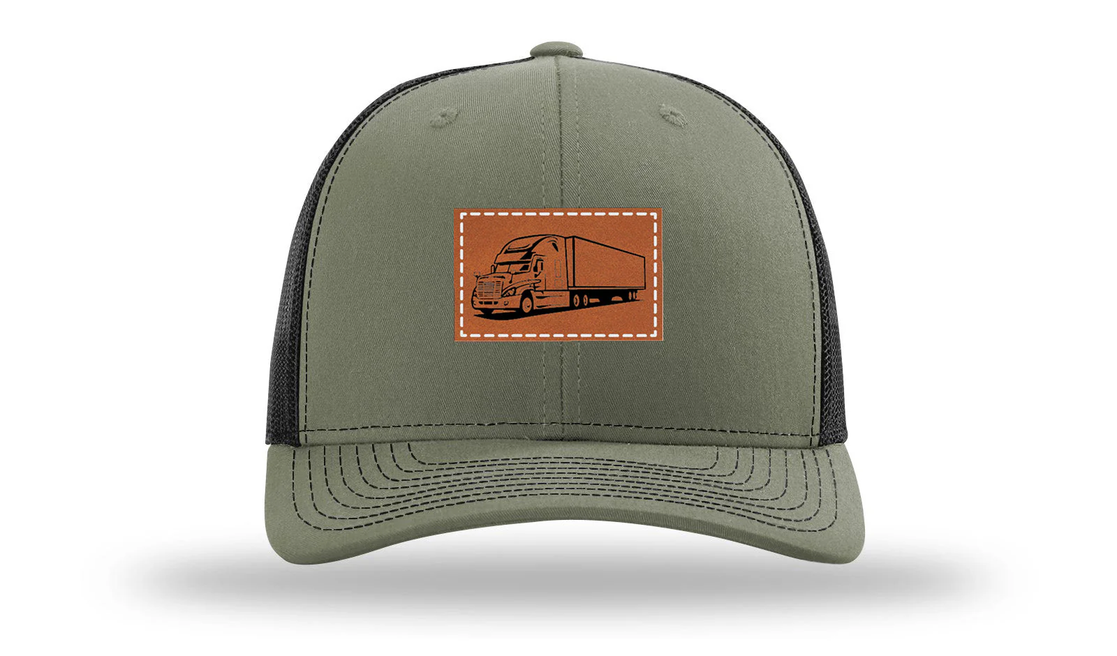 Semi Truck 2 Leather Patch Richardson 112 Hat - Image 25