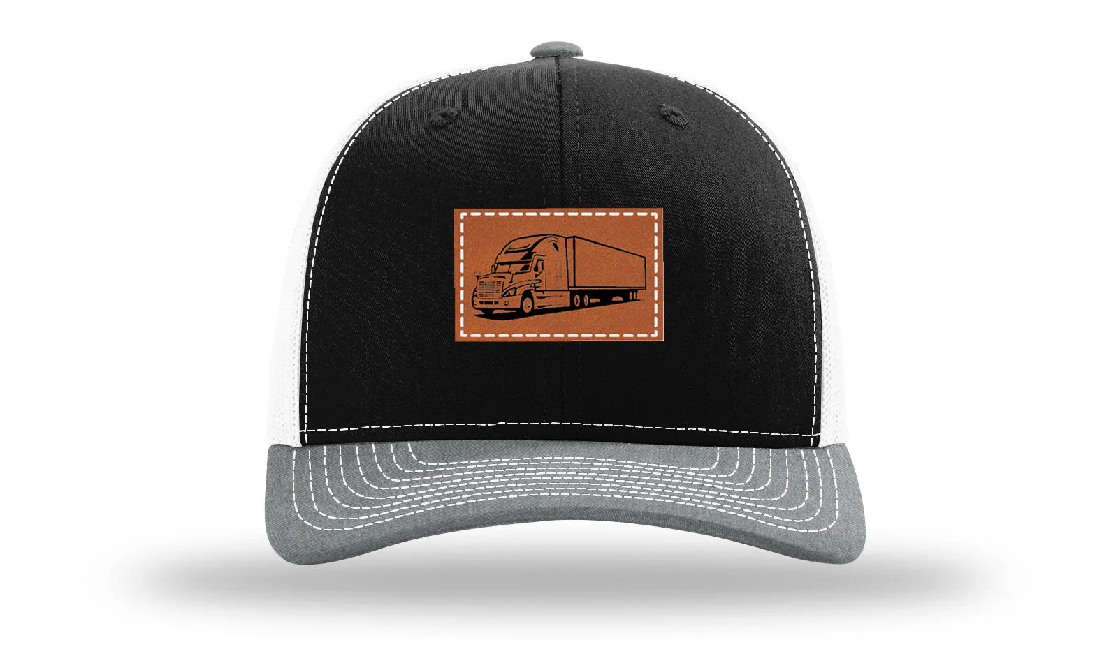 Semi Truck 2 Leather Patch Richardson 112 Hat - Image 33