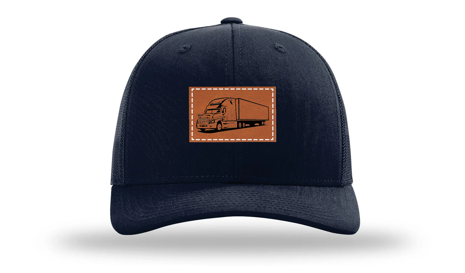 Semi Truck 2 Leather Patch Richardson 112 Hat - Image 4