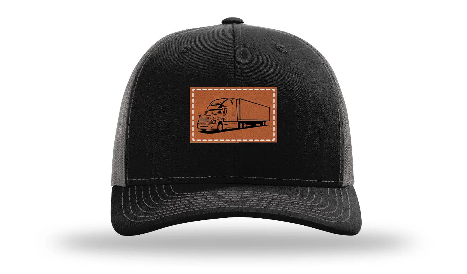 Semi Truck 2 Leather Patch Richardson 112 Hat - Image 6