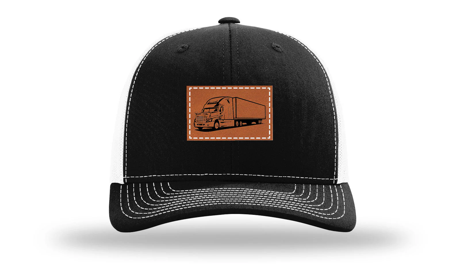 Semi Truck 2 Leather Patch Richardson 112 Hat - Image 7