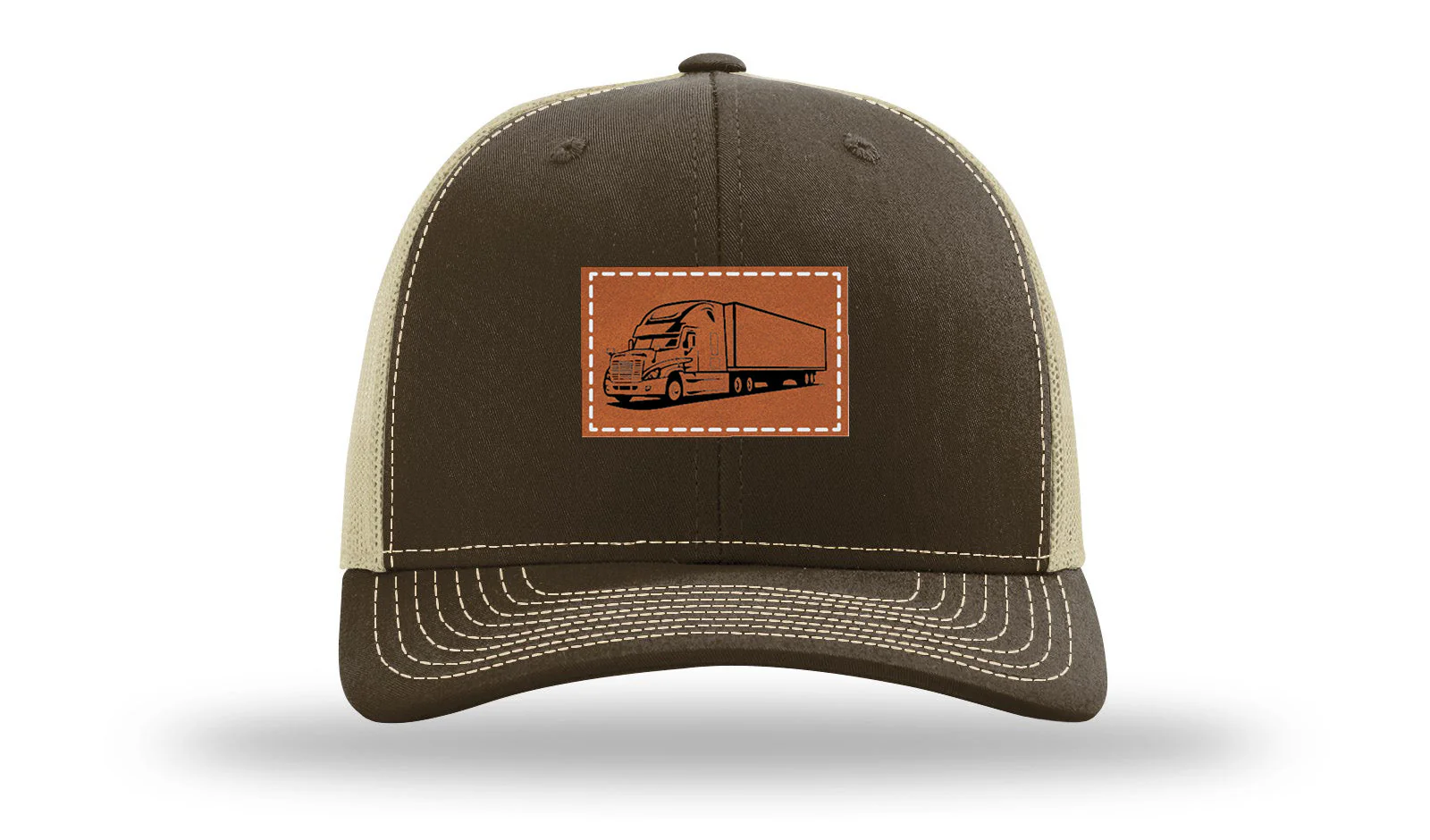 Semi Truck 2 Leather Patch Richardson 112 Hat - Image 8