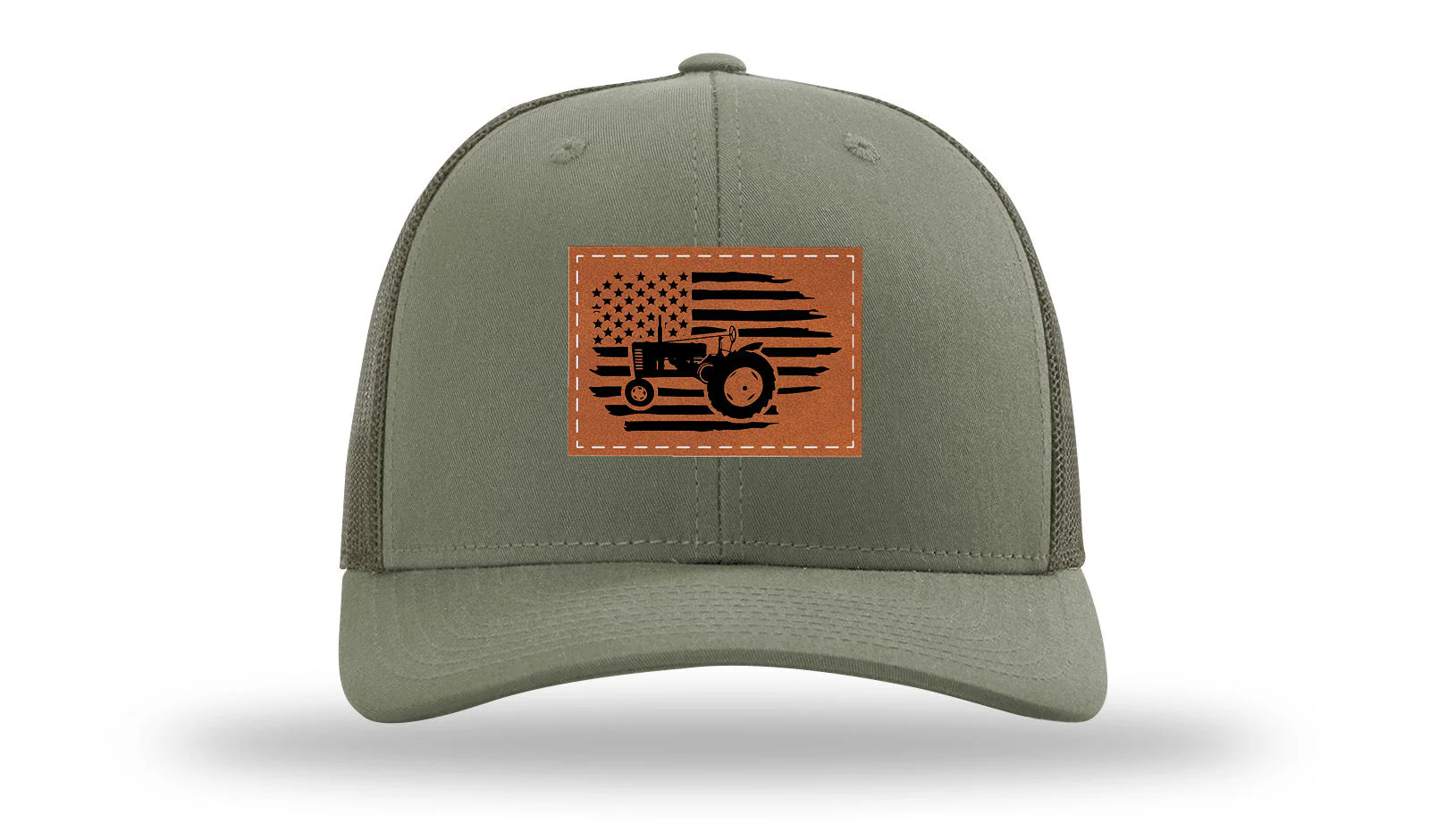 Tractor Flag 2 Leather Patch Richardson 112 Hat - Image 3
