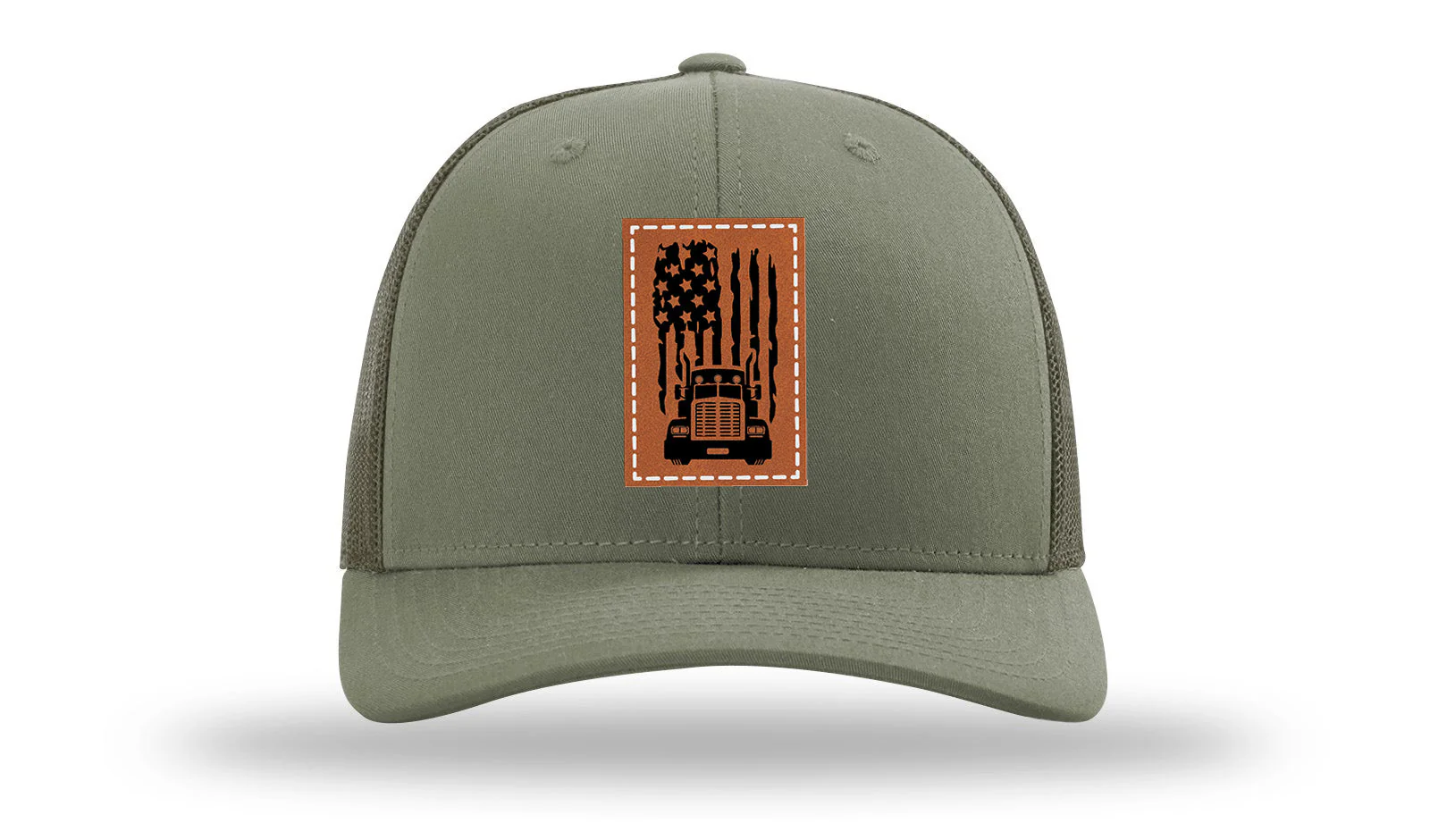 Truck Flag Leather Patch Richardson 112 Hat - Image 3