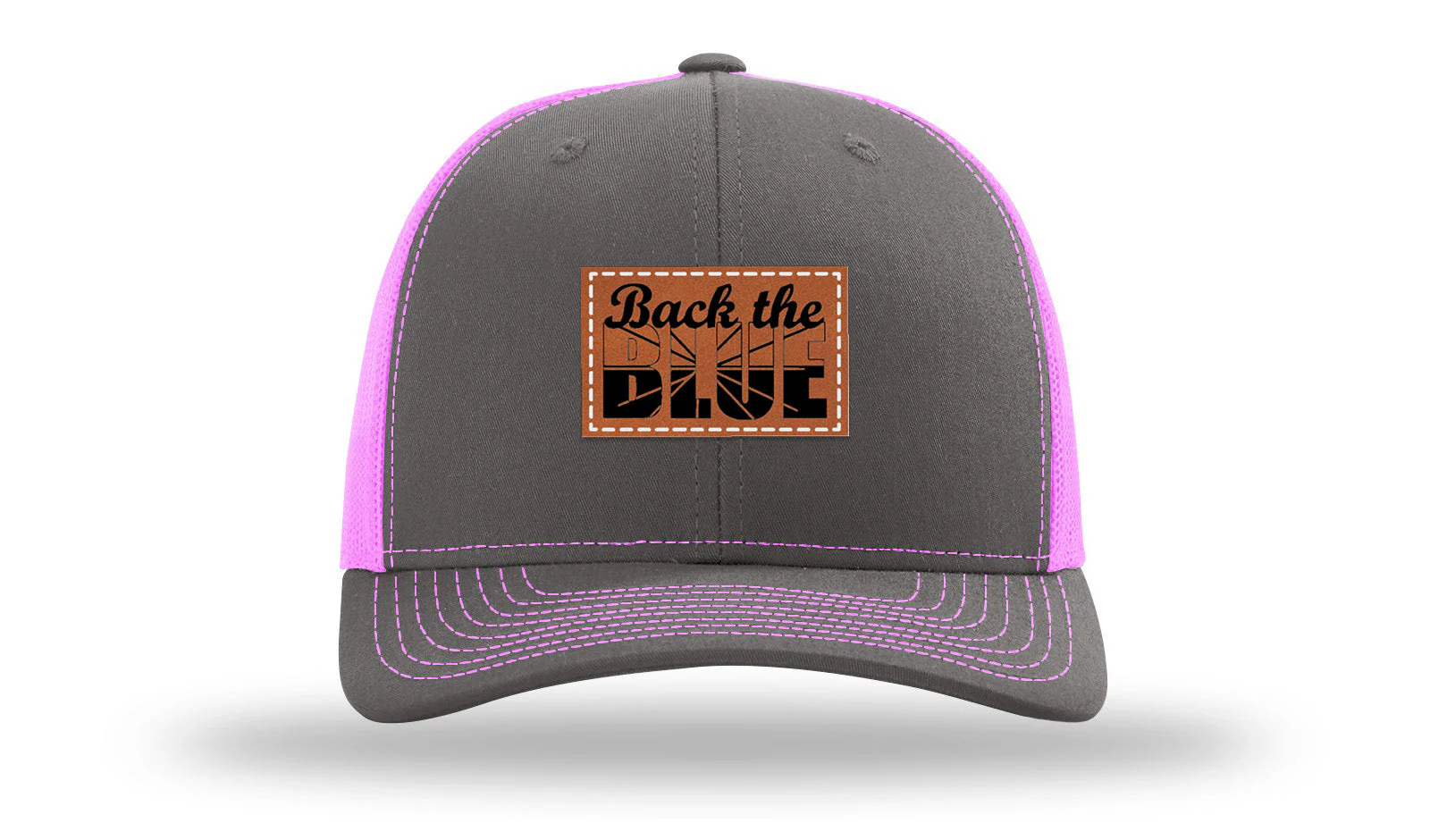 Back The Blue Leather Patch Richardson 112 Hat - Image 15