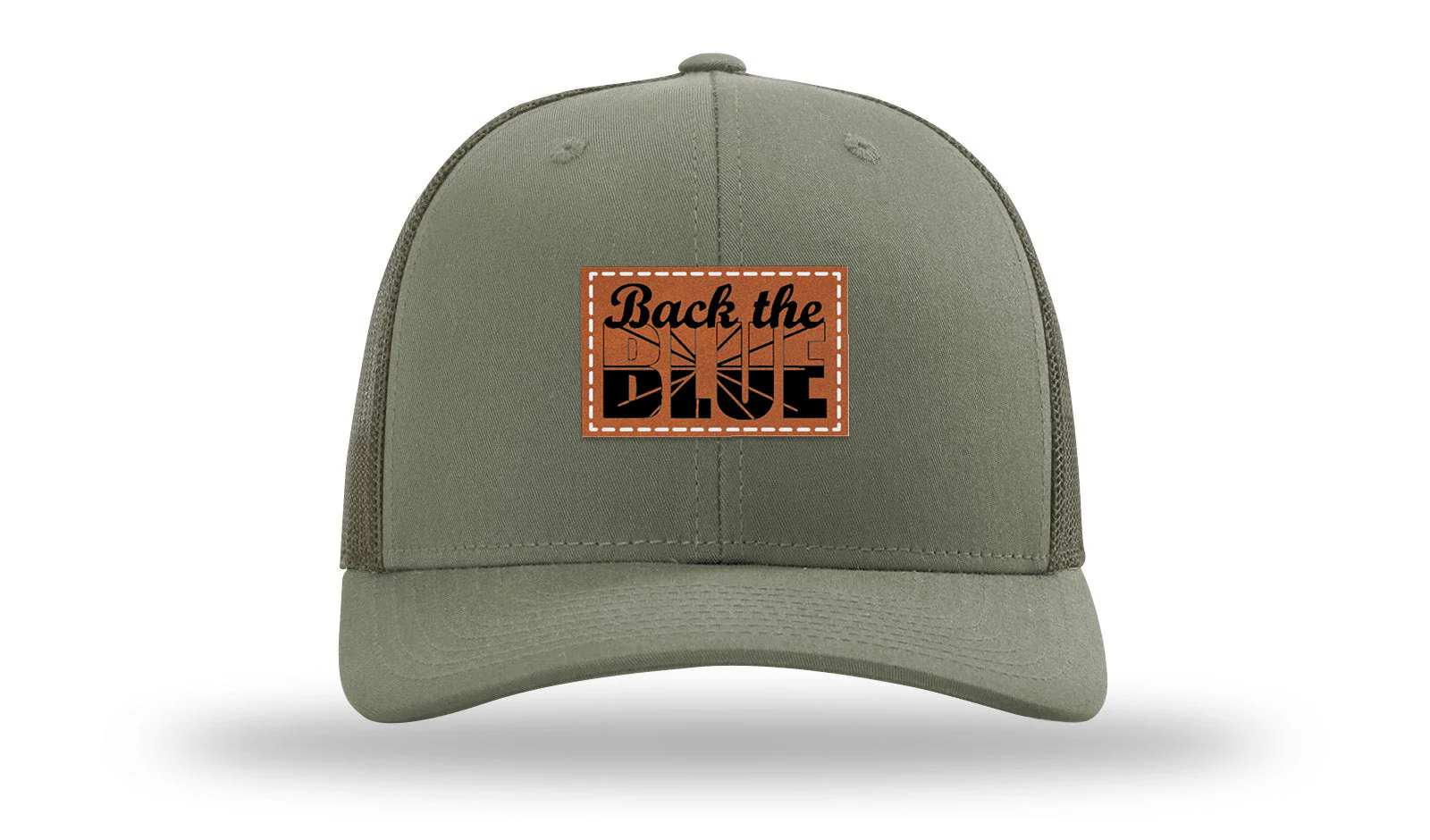 Back The Blue Leather Patch Richardson 112 Hat - Image 3